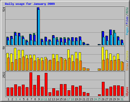 Daily usage for January 2009