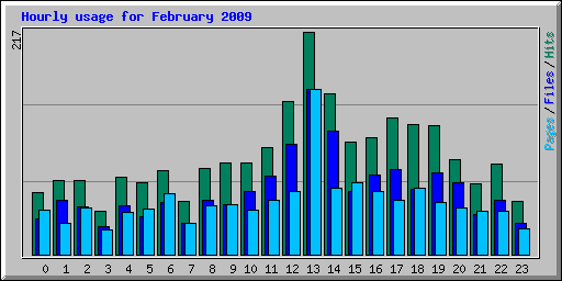 Hourly usage for February 2009