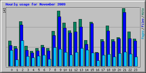 Hourly usage for November 2009