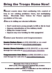 Bring the troops home now flyer