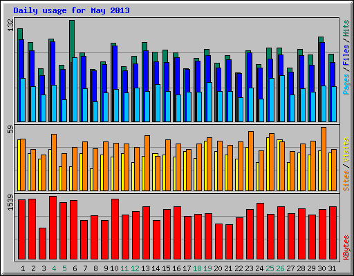 Daily usage for May 2013