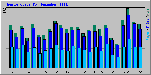 Hourly usage for December 2012